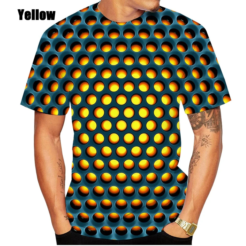 2023 Men's Printed 3D Geometric Pattern Digital Printing Casual Fashion Short Sleeve T-shirt