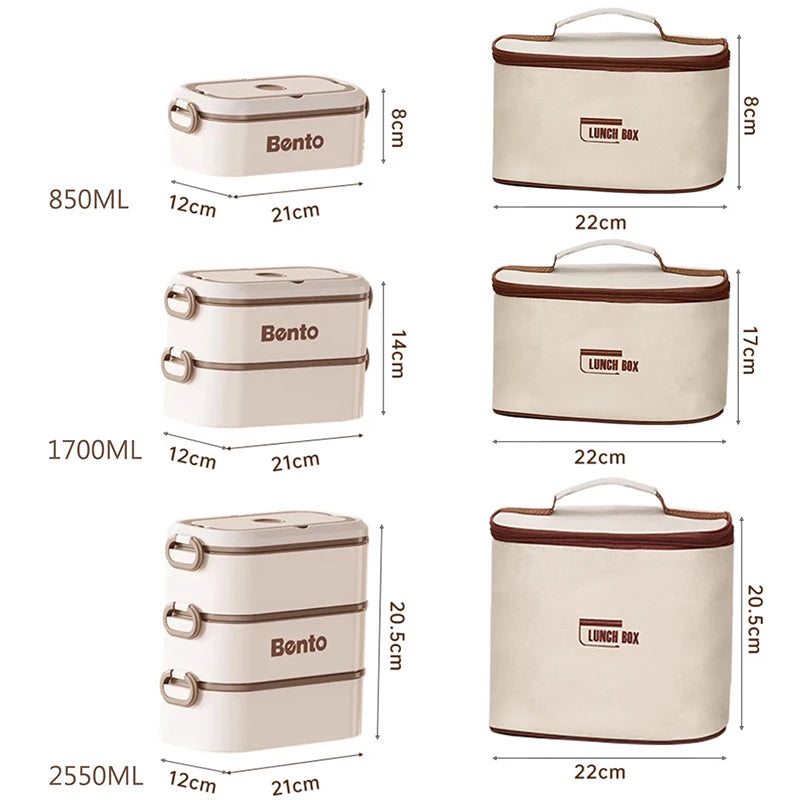 304 Stainless Steel Lunch Box For Kids Adult 1-3 Layer Rectangle Bento Box Outdoor Camping Leakproof Insulation Food Container