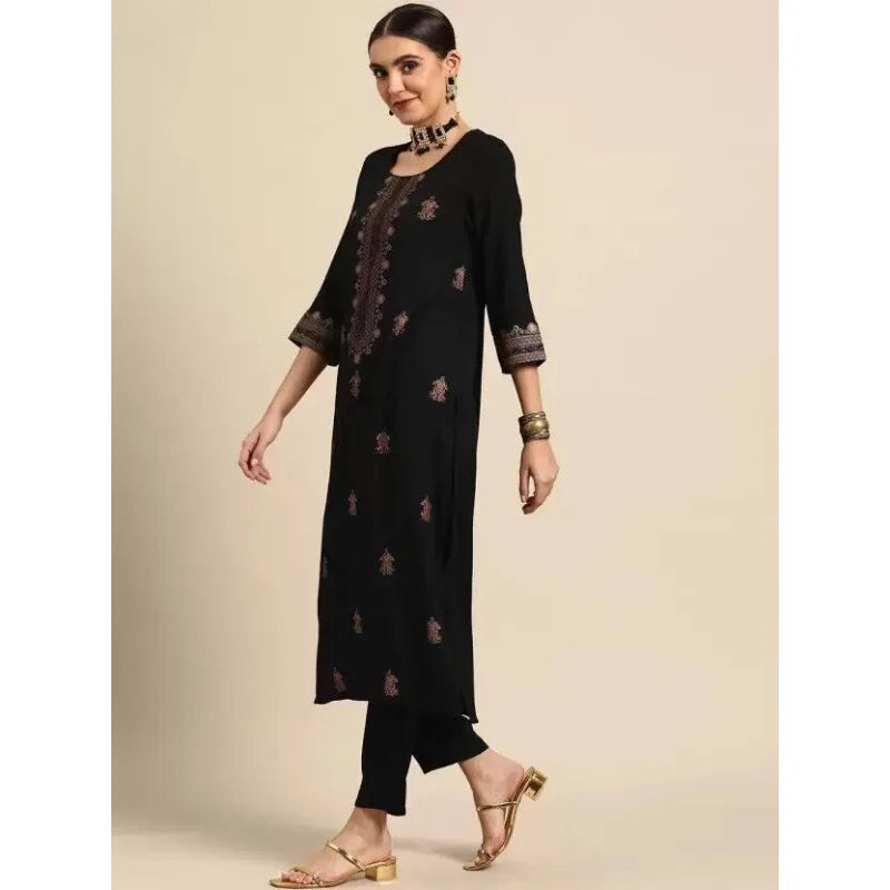 Women's Kurti Salwar Kameez Set Indian Rayon Kurta Suit Dress