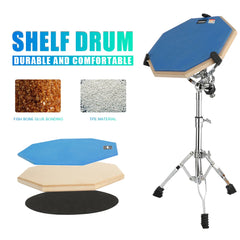 12Inch Practice Drum Pad Stand Set Adjustable Double Sided Drum Pad and Stand Set