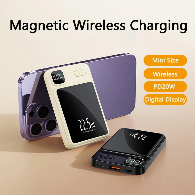 20000mAh Magnetic Qi Wireless Charger Power Bank 22.5W Fast Charging for iPhone 15 14 13 12 Samsung Huawei Xiaomi Mini Power bank