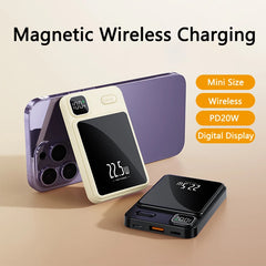 20000mAh Magnetic Qi Wireless Charger Power Bank 22.5W Fast Charging for iPhone 15 14 13 12 Samsung Huawei Xiaomi Mini Power bank