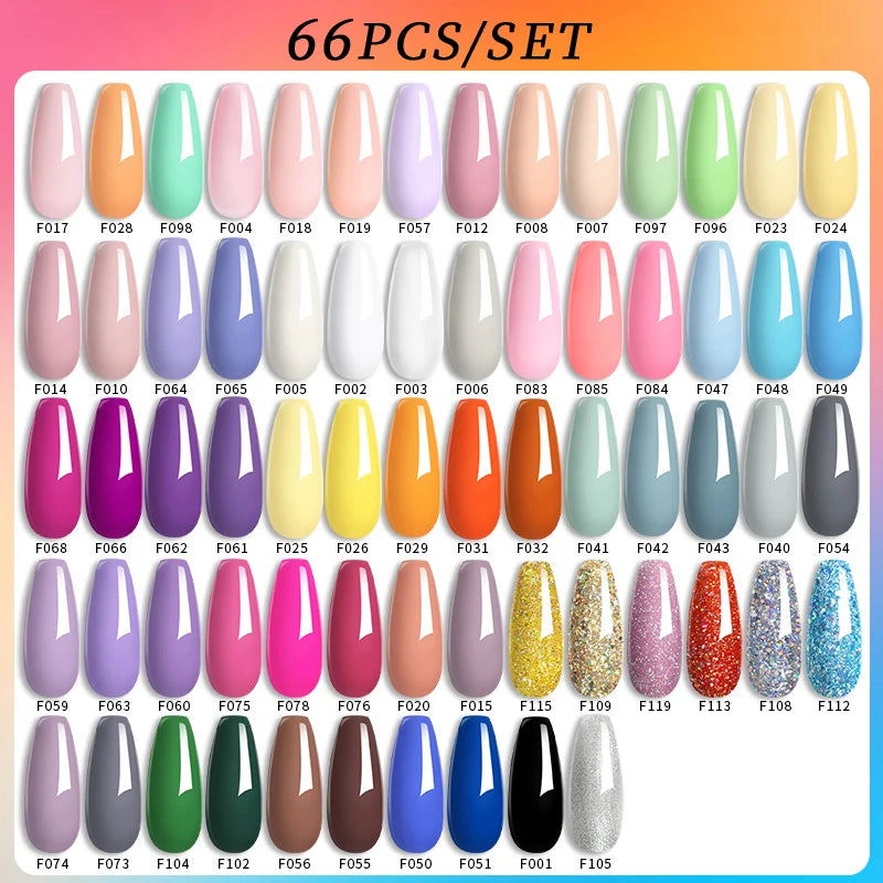 Color Gel Nail Polish Set Colorful Glitter Nail Gel Polish Semi Permanent UV Gel Nail Art Gel Varnishes Kit