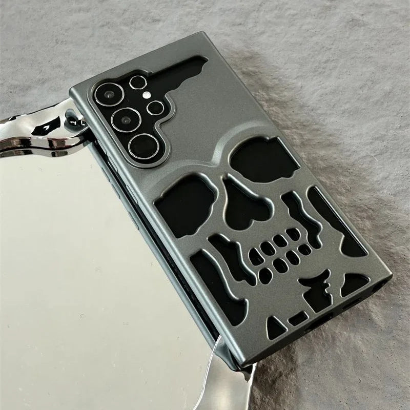 Plating Matte Metal Skull Hollow Ghostface Case For Samsung S24 Ultra S23 Plus Heat Dissipation Shockproof