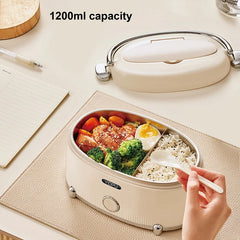 1.2L Electric Lunch Box Portable Water-free Thermal Insulation Lunch Box Office 304 Stainless Steel Rapid Heating Food Heater