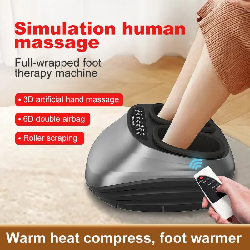 Electric Foot Massager Heating Therapy Shiatsu Deep Kneading Roller Air Bag Massage Machine