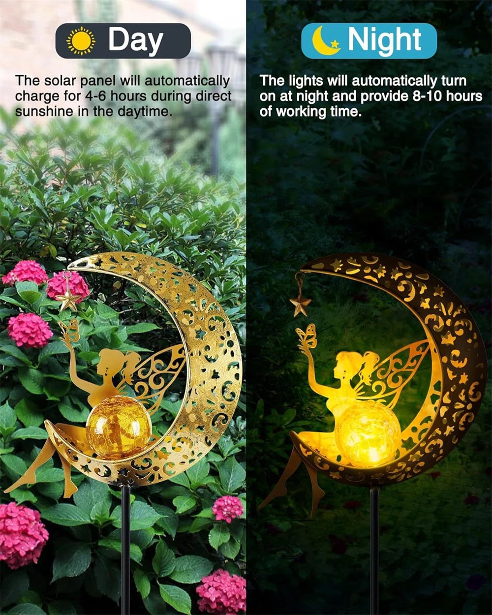 Fairy Solar Lights Outdoor Garden Decorative Lamp with Warm Light Waterproof Metal Decoration