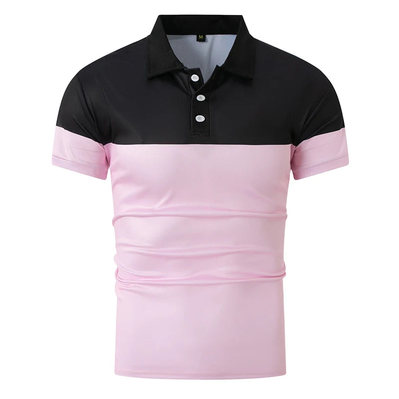 Men's summer short sleeved polo shirt business casual 3D striped T-shirt