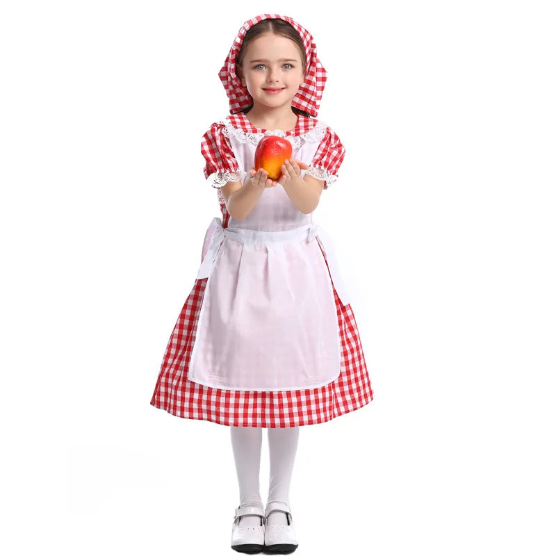 Kids Maid Dress Cosplay Kid Girl Fancy Pastoral Dres Halloween Carnival Costumes