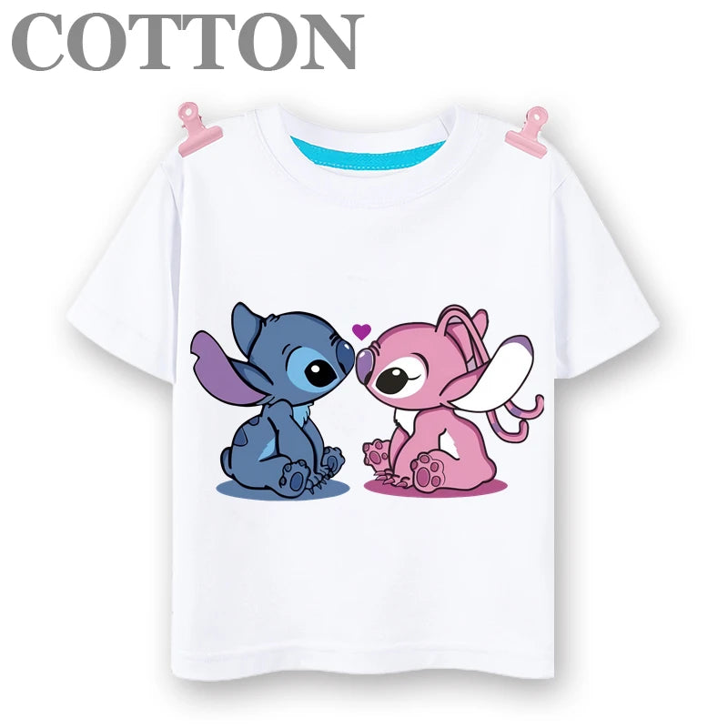 Cartoon Casual T-shirts Round Neck Short Sleeve Print Pattern