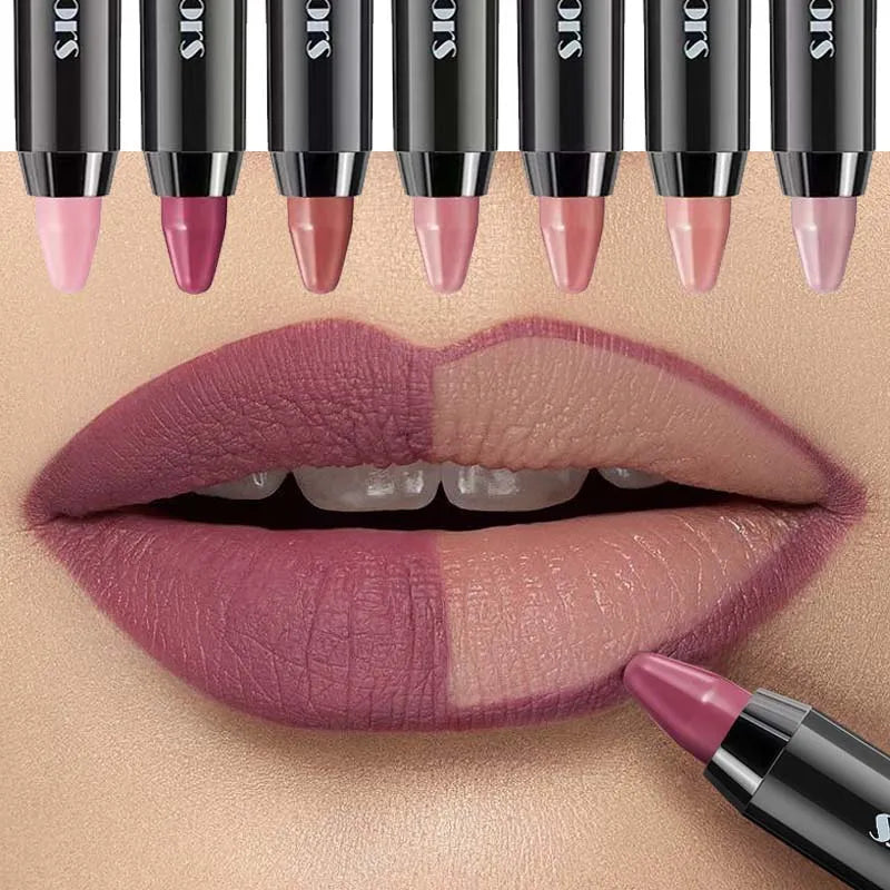 7 Colors Velvet Matte Lipsticks Pencil Non-stick Cup Waterproof Long Lasting Red Lip Stick