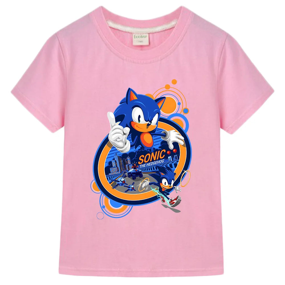 Sonic The Hedgehog 3 Cotton T-shirts Children Fashion Casual Top Boys Girls Short Sleeve Tees Cool Kids Essential Tshirt Clothes