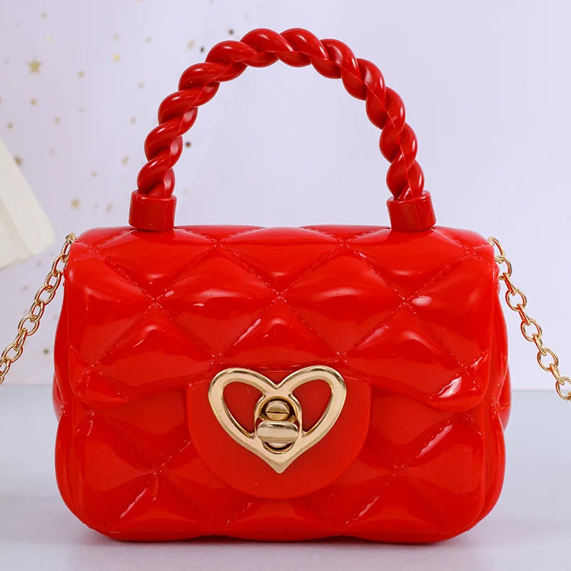 Fashion Kids PU Leather Crossbody Bags Girls Heart Shoulder Bags Children Mini Coin Purses Jelly Bag Kids Handbag Gifts