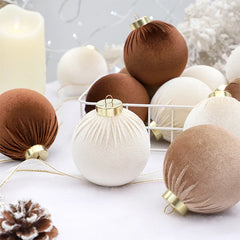 Coffee Velvet Christmas Ornaments Ball Christmas Tree Ball Ornaments Plastic Decorative Christmas Tree Hanging Ball for Xmas