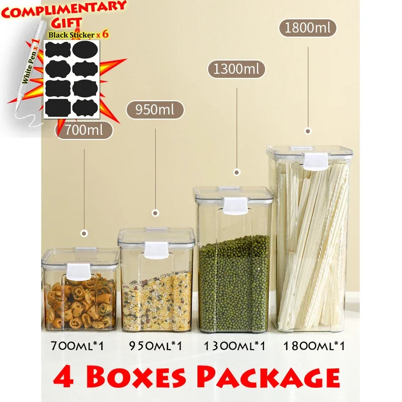 Food Box Storage Container With Airtight Lid Condiment Organizer Plastic Dispenser Jar