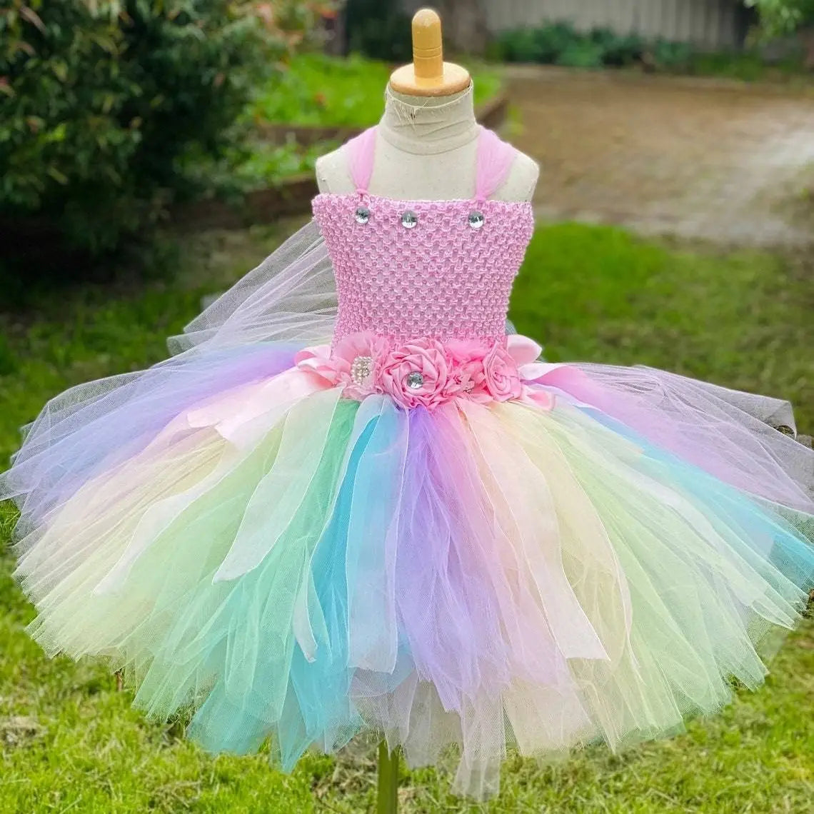 Girls Pastel Butterfly Fairy Dress Kids Flower Tutu Dresses