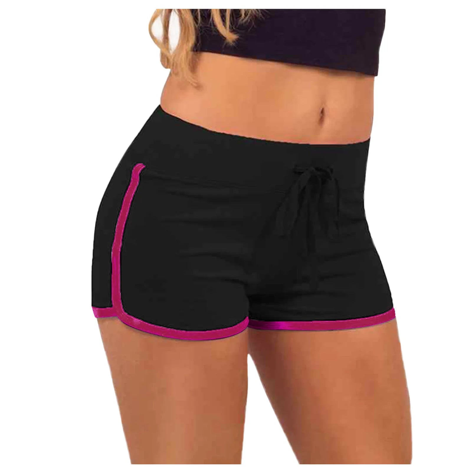 Women Cycling Sports Shorts Green Pink High Waist Fitness Stretch Cotton Short