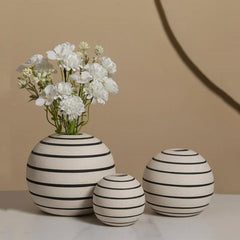 Ceramic Vase Striped Geometric Spheres Flower Arrangement Accessories Ceramic Handicraft Ornaments