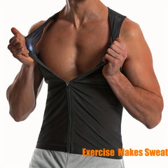 Sauna Suit for Men Waist Trainer Vest Zipper Body Shaper with Tank Top Sweat Workout Trimmer