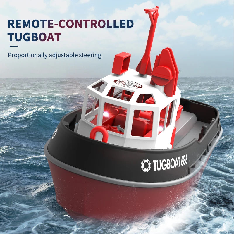 Wireless Radio Control Shipboat 2.4G Electric Remote Control Tugboat Model Toys for Boy