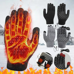 Electric Heated Gloves Winter Warm Gloves USB Touch Screen Gloves Motorcycle Snowboard Cycling Hand Warmer for Driving Skiing