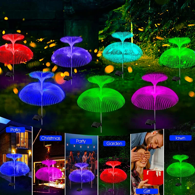 Solar Double Jellyfish Pathway Lights LED Garden Decor  Stake Light Waterproof Outdoor Yard Lawn Patio Solar Lawn Lamp