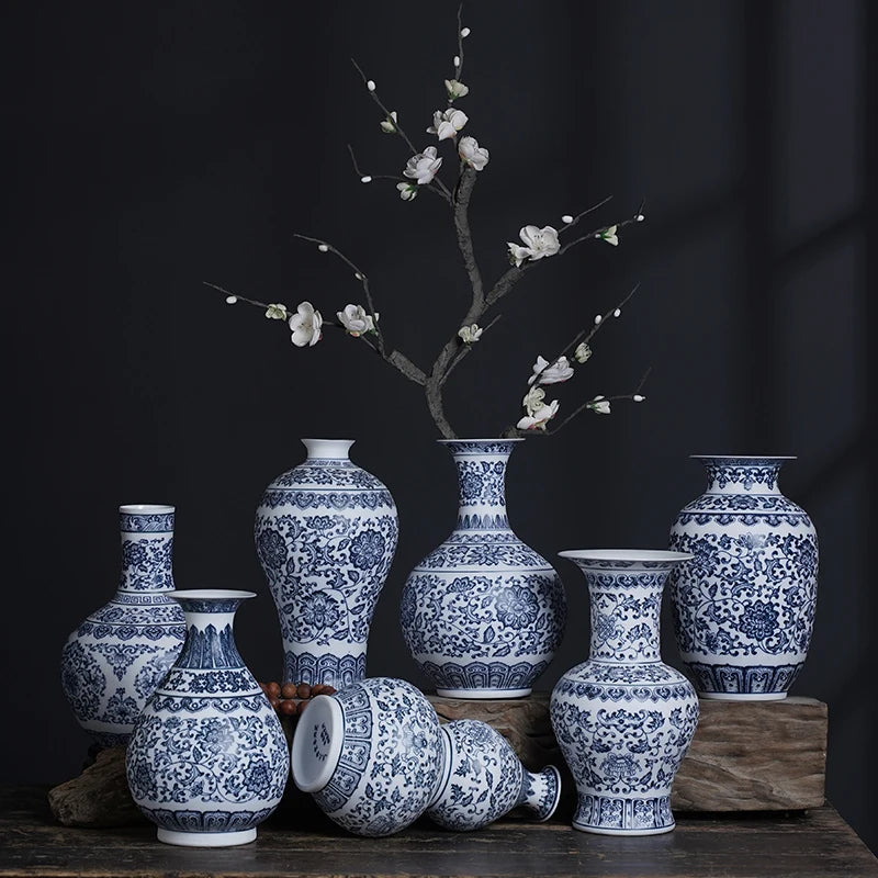 Jingdezhen-Blue and White Porcelain Flower Vases, Ceramic Vase