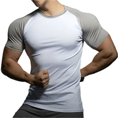 Men Summer Short Sleeve Fitness T Shirt Running Sport Gym Compression T Shirt