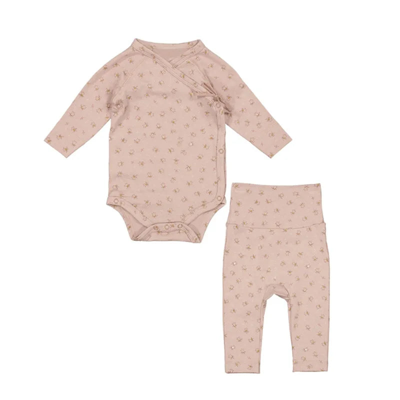 New Spring Baby Girl Clothes Floral Bodysuit Pants Sets Long Sleeve Cotton Infant Spring Clothes Suits Infant Boy Cute Sets