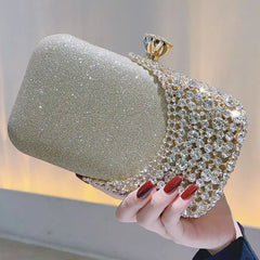 Women metal silver gold shell bag cute Evening Clutch Bag with strap For Wedding Party small Purses