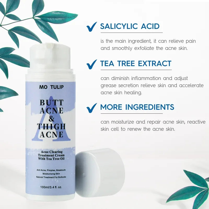 Butt Acne Cream Tea Tree Oil Remove Hip Thigh Acne Moisturizes Smooth Skin  Body Care Cream