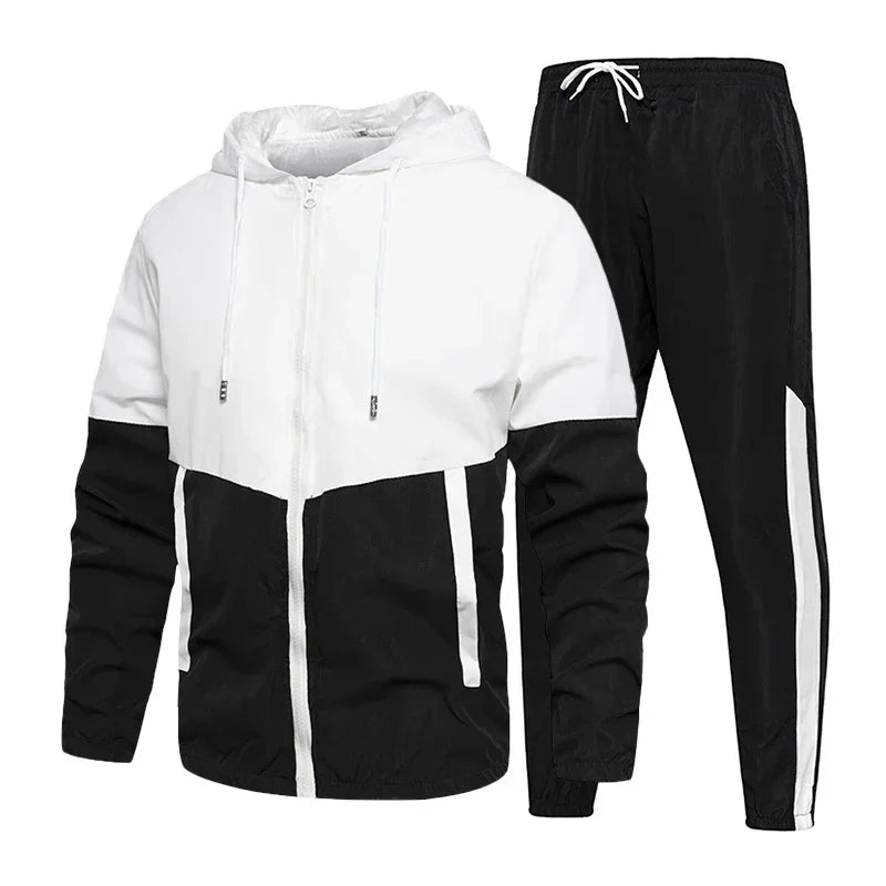 Men Tracksuit Casual Set Autumn Male Joggers Hooded Sportswear