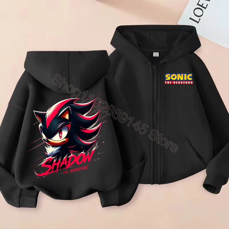 New Sonics Kids Zip-up Hoodies Boys Anime Hoodie Cartoon Characters Printed Coat Winter Warm Jacket Autumn Children Clothing