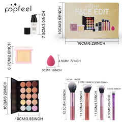 POPFEEL Face Makeup Mini Kit Foundation Primer Powder Foundation Makeup Brush