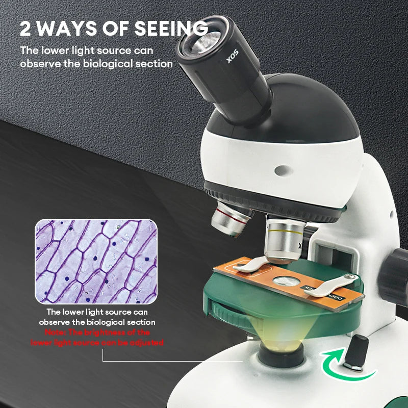 1200X HD Optical Bidirectional Light Microscope Kids Toy Kit Scientific Experiment Child STEM Educational Tool