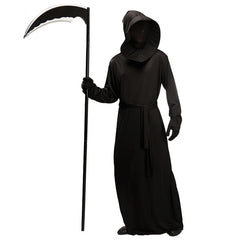 Halloween Grim Reaper Bodysuit Horror Death Cosplay Black Cloak Costume kid adult