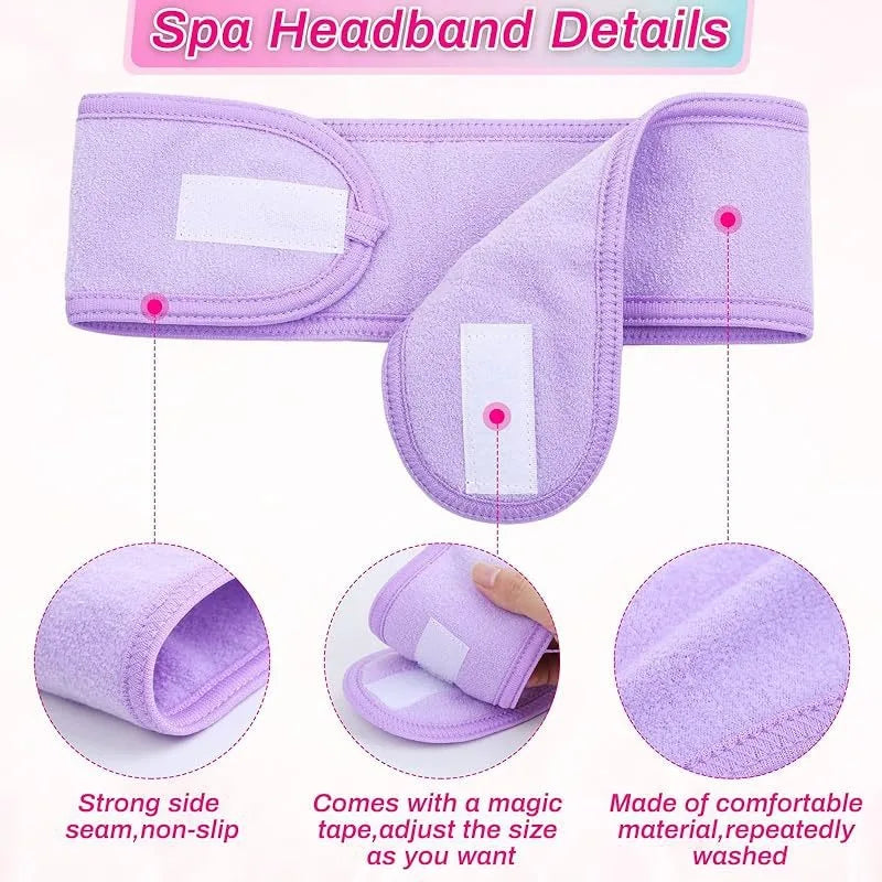 Women's Adjustable Wide Headband - Great Cosmetic Accessory for Yoga, Sports, Spa, Bath, Shower, Makeup and Face Wash