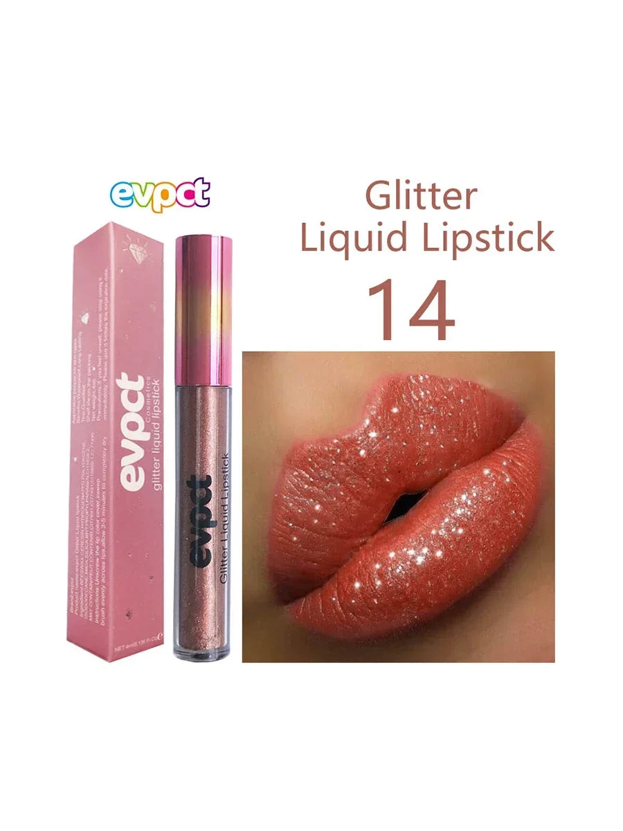 Matte Glitter Liquid Lipsticks Diamond Shiny Lip Gloss Waterproof Long Lasting Pearl Lipgloss Women Lip Tint Makeup Cosmetics