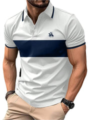 Men's Button Polo Simple Striped Casual Short Sleeved Men's Clothing