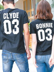 BONNIE CLYDE  Funny letters couple t shirts