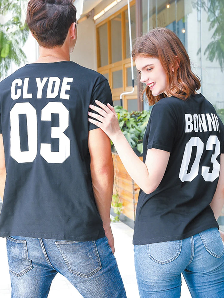 BONNIE CLYDE  Funny letters couple t shirts