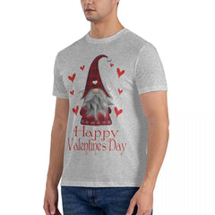 Happy Valentine's Day Gnome Plaid And Accessories T Shirts Men's Cotton Cool T-Shirts