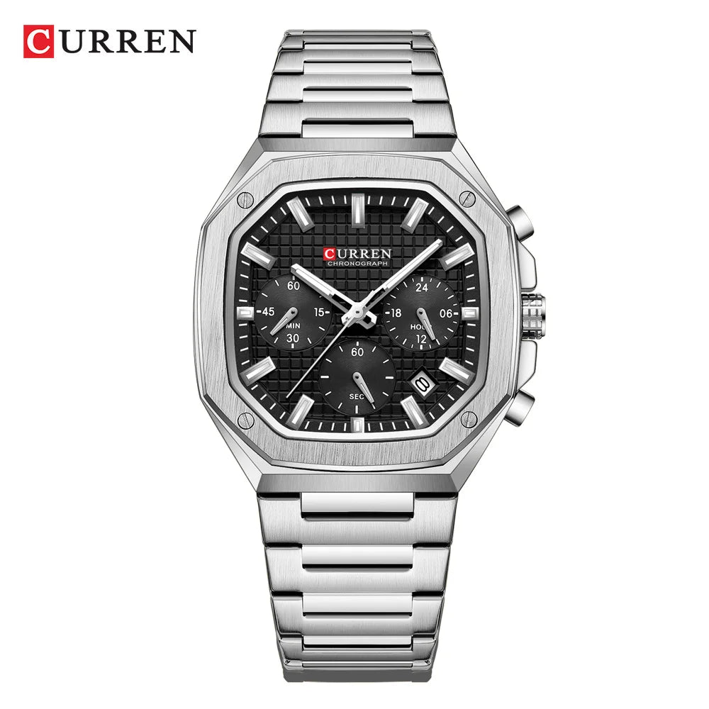 Vintage Dial Stainless Steel Bracelet New Casual Quartz Men's Watches with Chronograph