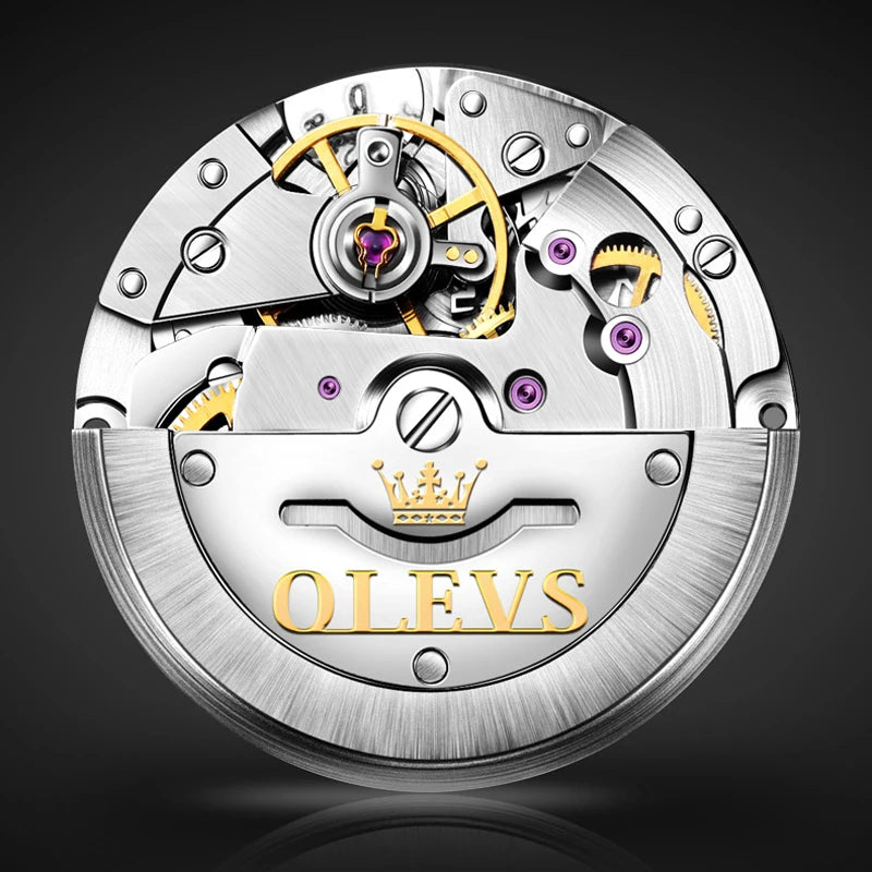 OLEVS Couple Watches Luxury Automatic Mechanical Watch Stainless Steel Waterproof Watches For Women Men