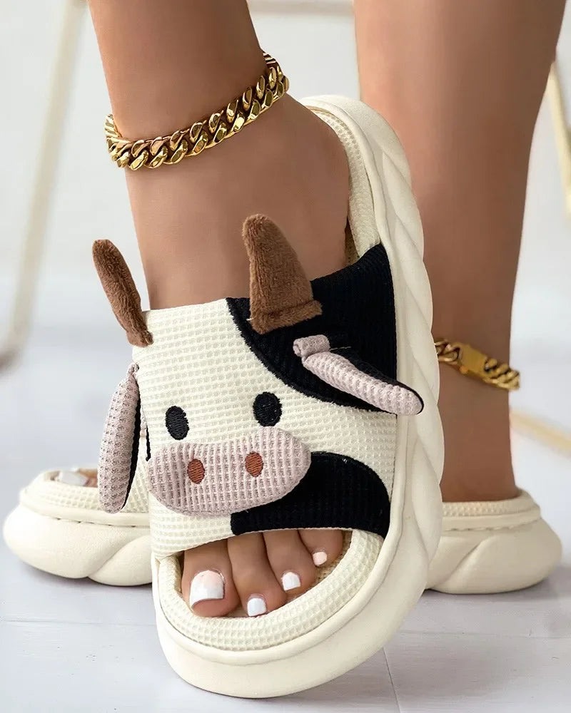 Slippers Women's Cartoon Cow-Shaped Four Seasons Casual Slippers