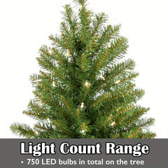 8ft Artificial Holiday Standing Xmas Christmas Tree + 750 LED Prelit Light Decor