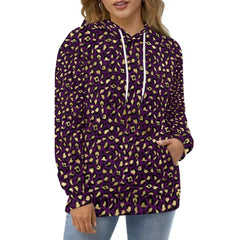 Purple And Gold Leopard Hoodies Animal Print Street Wear Oversize Hoodie