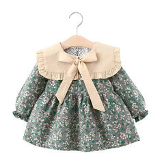 New born baby girls dress spring clothes long sleeve floral dresses for 1 year baby birthday girls clothing outfit wear dress