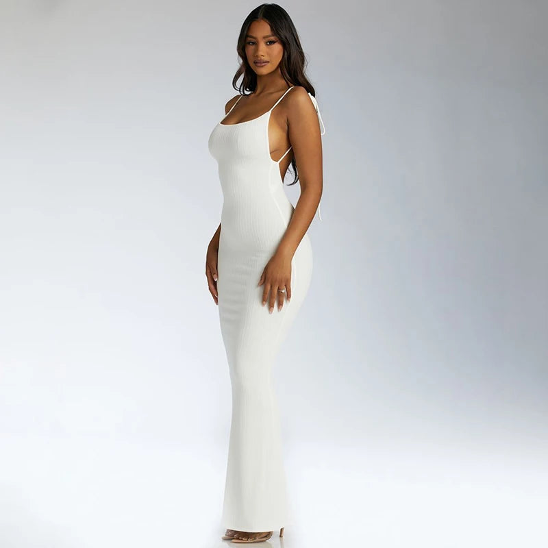 Satin Slip Sleeveless Backless Slim Maxi Dress