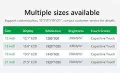 Custom factory 3855U12"15"19INCH21INCH industrial capacitive/resistive touch screen tablet for multiple machine